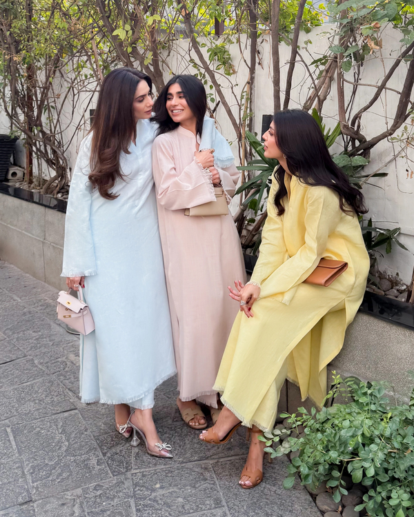 Light Yellow Linen Fringe Set